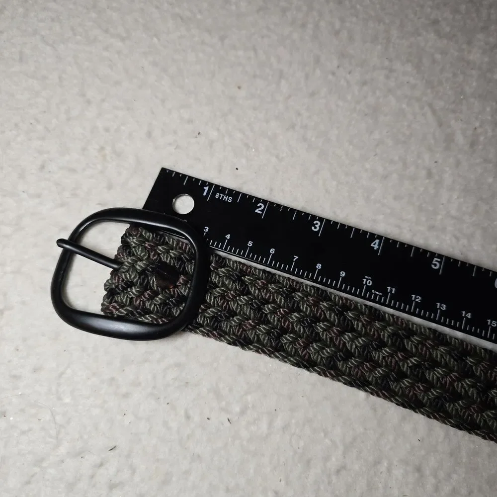 Unisex Black Green Purple Woven Braided Cabelas Adjustable Belt